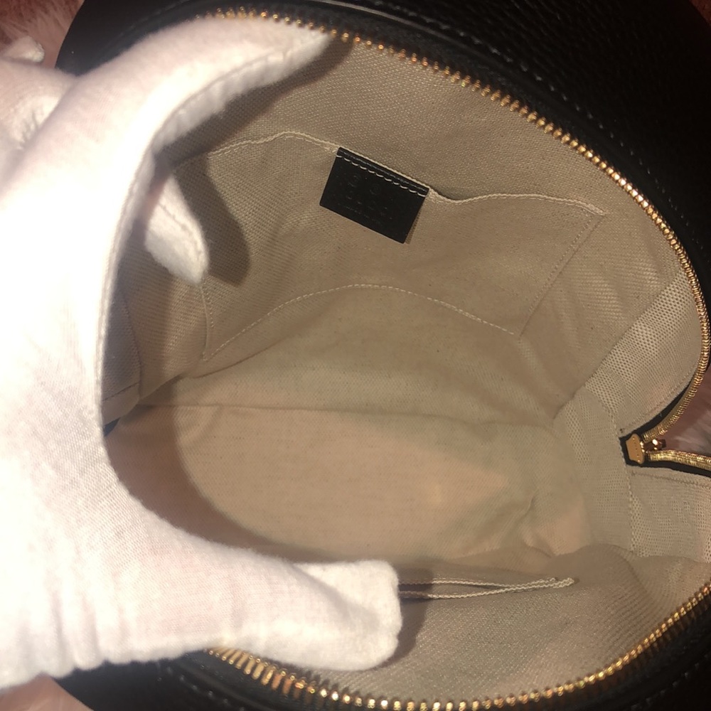 NWOT Gucci Soho Interlockcing GG Black Leather Rucksack Backpack Dust Bag COA - Picture 7 of 9